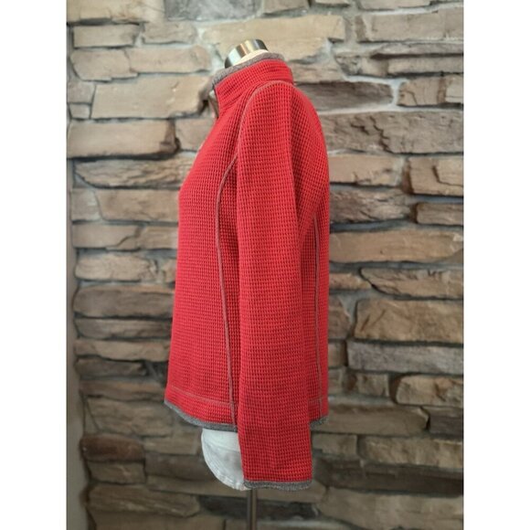 Storm Creek Women’s Maverick Quarter Zip Pullover Red Gray Waffle Knit Size M - Picture 3 of 11